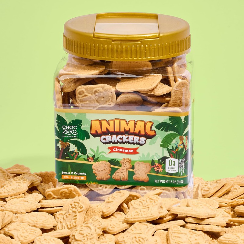 ChocZero Animal Crackers Cookies, Cinnamon Flavored, Gluten Free, Low Carb,