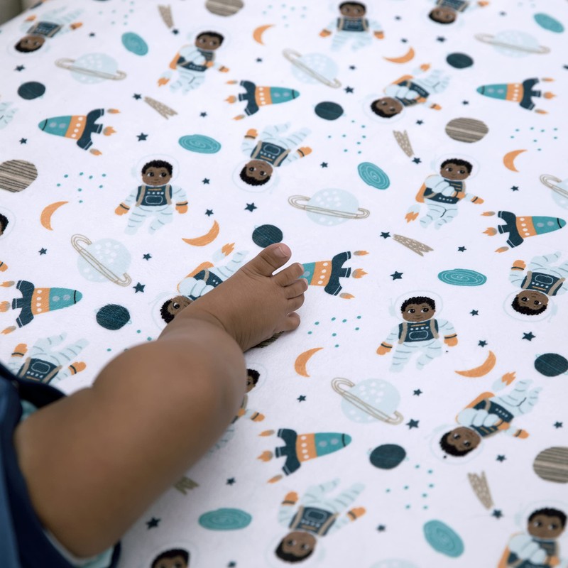 Little Muffincakes Extra Soft Fitted Crib Sheet, Astronaut and Space