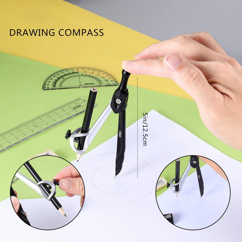 10PCS Maths Set, Geometry Compass Set, School Student Stationery Set