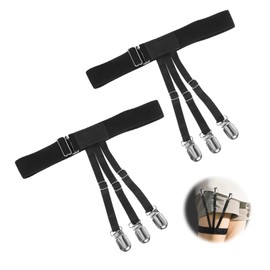 2-Pair Shirt Stays for Men, Shirt Stays Tucker for Men Police, Suit Accessory Shirt Garters for Man Stay Belt Tightener Clips, Comfortable Adjustable Holder Sock Suspenders with Non-Slip Locking Clip