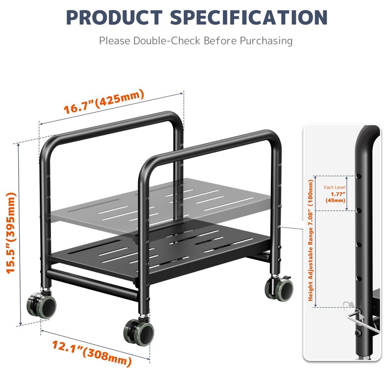 PUTORSEN Computer Tower Stand Under Desk - Height Adjustable PC