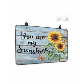 Stove Cover for Electric Cooktops 28.5"x20.5" Non-Slip Foldable Protector Vintage Sunshine Sunflower Butterfly Blue Wood Grain Scratchproof Rubber Mat for All Electric Stove Models