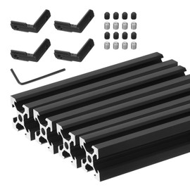 uxcell 4 Pcs V Slot 2020 Aluminum Extrusion Profile European Standard 100mm x 20mm Anodized Black Linear Rail Extrusion Frame for 3D Printer, CNC, DIY