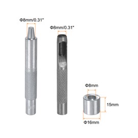 sourcing map Eyelet Hole Punch Die Tool 8mm/0.31" Leather Hollow Hole Punch 8mm Installation Tool 45# Steel Eyelet Grommet Setting Tool Kit with Base for Fabric Clothing Crafts Bags