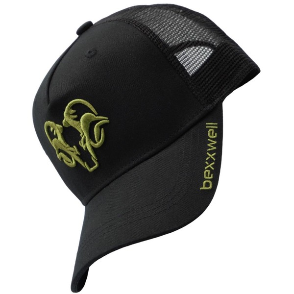 Bexxwell Trucker Cap Black/Olive Green with 3D Logo Embroidery (Perfect