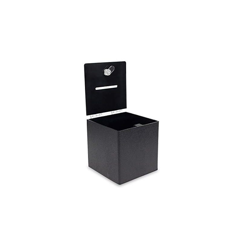 Source One BLACK Cube Donation Box with Cam Lock Suggestion