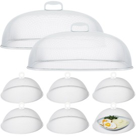 Hicarer 8 Pcs Metal Mesh Screen Food Cover for Outdoors Set Including Extra Large 18.5 in Mesh Food Tents for Outdoor Pcs 11 in Large Dome Picnic Covers (White)