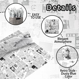 20 Sheet Vintage Newspaper Tissue Paper, White 20x14in Old Newsprint Gift Wrapping Paper Retro Kraft Magazine Art Craft Newsprint Tissue for Wedding Birthday Party Decor Gift Crafts
