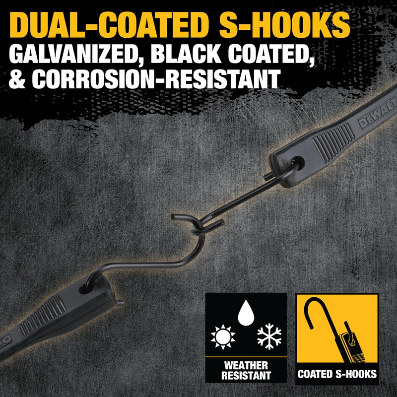 DEWALT DXBC3001021 Black/Yellow 21" Rubber Tarp Straps, 10 Pack