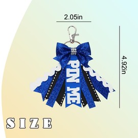 Navy Blue Cheer Bow Keychain for Purse Backpack Charm for Girls Kids Cheerleader Graduation Gifts for Students Sports Team Gift Keychain Pin Me Ribbon for Cheer Bag Glitter Bling Accessories for Women