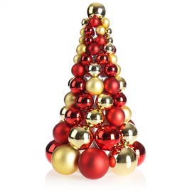 com-four® Artificial Christmas Tree with Christmas Tree Baubles - Decorated Christmas Tree for Christmas Decoration - Christmas Tree for Decoration for Christmas (01 Pieces - 30 cm - Gold/Red)