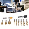 11Pcs Chamfer Drilling Tools Woodworking Ti Coated Step Drill Bits