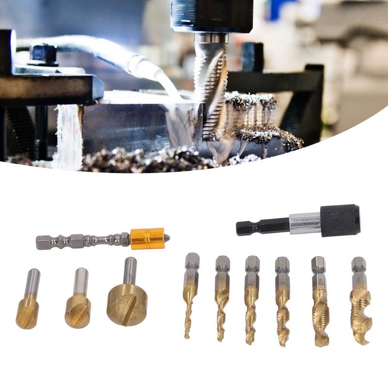 11Pcs Chamfer Drilling Tools Woodworking Ti Coated Step Drill Bits