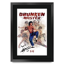 HWC Trading Drunken Master A3 Gerahmte Signiert Gedruckt Autogramme Bild Druck-Fotoanzeige Geschenk Für Jackie Chan Filmfans