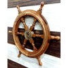 Nautical Captain's Steering Wooden Ship Wheel With Brass Ring &