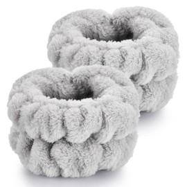 2 Pcs Wrist Towels for Washing Face-Dorbetar, Microfiber Wrist Bands for Washing Face, Spa Wristbands for Washing Face, Face Wash Wristbands, Arm Bands for Washing Face for Woman Children（Pale Gray）