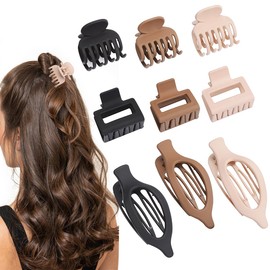 Mehayi Mehayi 9 PCS Matte Hair Clips Claw for Women Girls, 3 Styles Nonslip Small Hold Strong Hold Cute Jaw Clip Barrettes for Thick Thin Long Short Hair, Fashion Acrylic Hair Clamps Styling Accessories