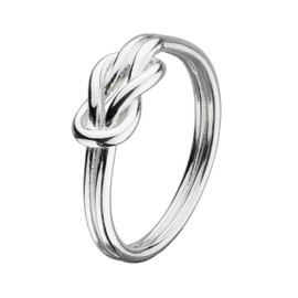 Heritage Dew Sterling Silver Celtic Open Reef Knot Ring - Size - M