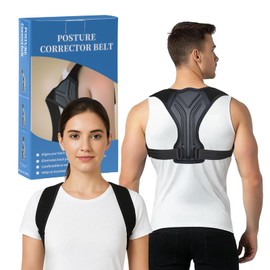 Corrector de postura para hombres y mujeres, faja lumbar ajustable con almohadillas anti-rozaduras para aliviar el dolor de cuello, hombros y espalda 