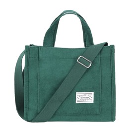 UERRUAM Tote Bag Women Work Corduroy Bags Crossbody Bag Purse for Women Travel Bags Handbags Everyday Bag,Large,Green