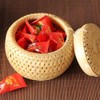 Roundsky Set of 2 Small Decorative Bamboo Baskets with Lid