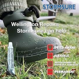 Khaki Wellington Boot Repair Kit - Fast, Durable, and Flexible Repairs for Wellington Boot: Great for Splits, Cracks, and Holes