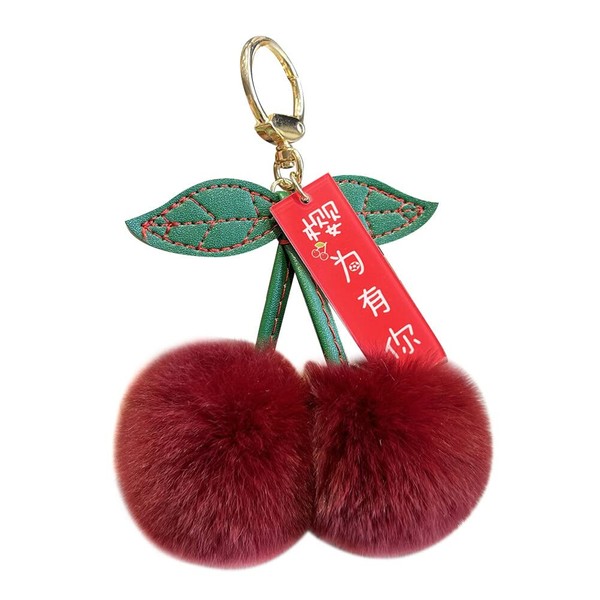 Cherry Plush Keychain, Cherry Fruit Keychain Plush Metal Buckle Keyring