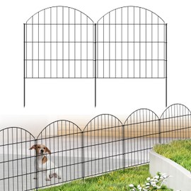 FOREHOGAR Metal Garden Fence 28in (H) x 11.7ft (L), 5 Panels + 6 Stakes Rustproof Border Fence Animal Barrier for Dog, No Dig Garden Fencing for Yard Flower Bed Patio Outdoor, CTW2828 Black