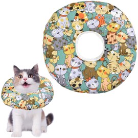 Cat Dog Collar, Soft Protective Collar, Cat Anti Bite Recovery Collar, Protective Collar, Adjustable Protective Collar to Prevent Infections, Cat Collar, Cotton for Puppies, Kittens, S