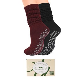 WARMVIN Slouchy Yoga Pilates Socks with Grips for Women, Non-Slip Grippy Socks, Cute Sticky Socks for Pilates, Barre, Dance