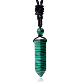 XIANNVXI Malachite Necklace for Men Healing Crystal Necklace Men's Necklaces Adjustable Rope Pendant Natural Gemstone Necklace Reiki Quartz Jewelry for Women