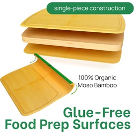 Bamboo Cutting Board – 15 Inch Wood Cutting Boards for Kitchen with Glue-Free Surface™ & Juice Groove – Non-Toxic, FSC-Certified, Durable Wooden Chopping Board
