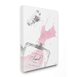 Stupell Industries Fashion Designer Perfume Silver Pink Watercolor Canvas Wall Art, 36 x 48, Multi-Color