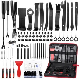 GLK 248pcs Trim Removal Tool, Pry Tool, Door Panel Radio/Stereo Terminal Removal Tool Kit, Fasteners Remover, with Car Retainer Bumper Clips,Automotive Hook Set, Black