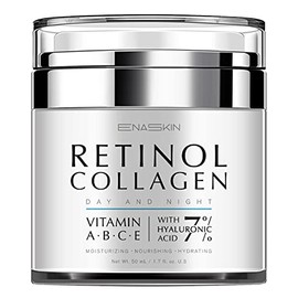 EnaSkin Crema de retinol para arrugas: Crema de colágeno para la cara y el cuello para tensar la piel, hidratante facial antienvejecimiento día y noch