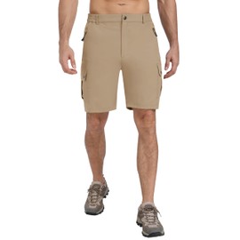MoFiz Men's Qucik Dry Hiking Cargo Shorts 8"/9" Lightweight Outdoor Men's Stretch Golf Casual Shorts with 5 Pockets (Khaki, XXX-Large)