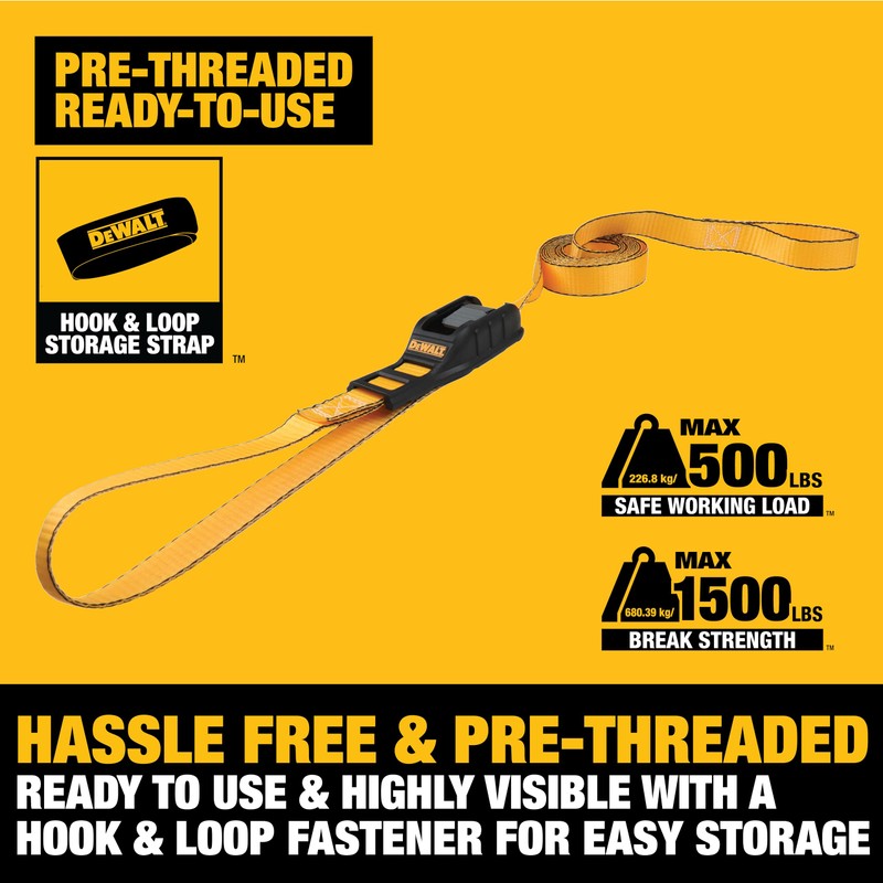 DEWALT DXBC90045 Black/Yellow 1" x 10’ Premium Lashing Straps -