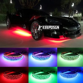 KEEPDSGN For Chevy Corvette C8 C7 C6 6PCS Car RGB Neon Underglow LED Lights Kit Strips