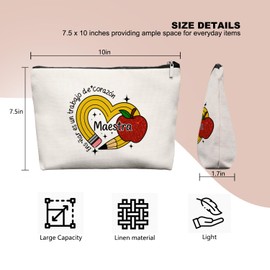 EKGJW Maestra Teacher Makeup Bag, Spanish Teacher Appreciation Gift Cosmetic Pouch,Back to School Gracias Maestra Cosmetic Bag