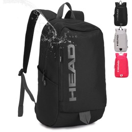 HEAD Waterproof Laptop Backpack for Women & Men, Lightweight Casual Daypack for Sport/Gym/Fitness/Work/Daily, Black