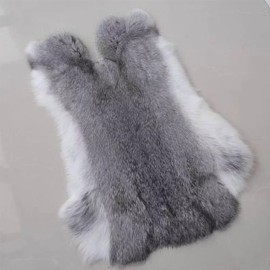 Unbranded 2PCS Real Rabbit Skin Hide Tanned Pelt Fur Leather DIY Crafts Decor Natural Gray