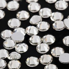 Eleegem 400PCS SS30 Flatback Rhinestones | 12-Facet Diamond-Cut Glass Gems for Nail Art, Clothing, DIY Crafts |Glue-On Decoration Stones with Silver Backing(Crystal)