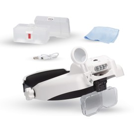 Lightcraft Professional LED Headband Magnifier with Bi-Plate Magnification & Loupe, LC1769USB
