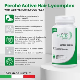 Active Hair Lycomplex Hair Wellness Supplement. for Men and Women. Strengthens Hair. with Vitamins, Biotin, Zinc, Copper and Plant Extracts