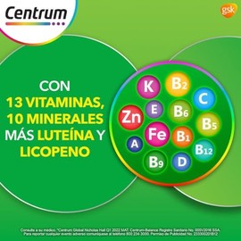 Centrum Multivitamínico Balance com Magnesio, Vitamina C, Hierro, Potasio y Zinc, 100 Tabletas