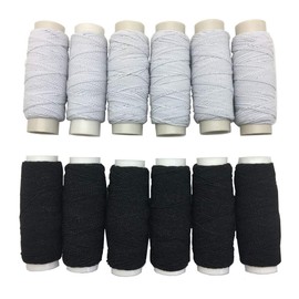 FQTANJU Round Shirring Elastic Craft Cord（6 Black+6 White）