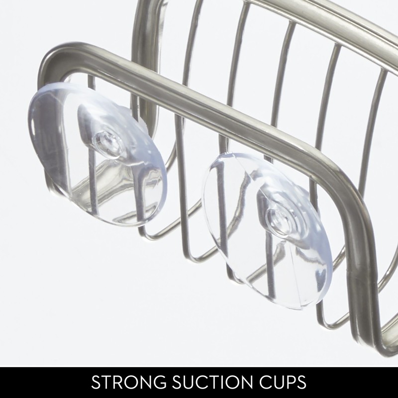 iDesign Suction Cup Sponge Holder for Kitchen Sink - Brushed