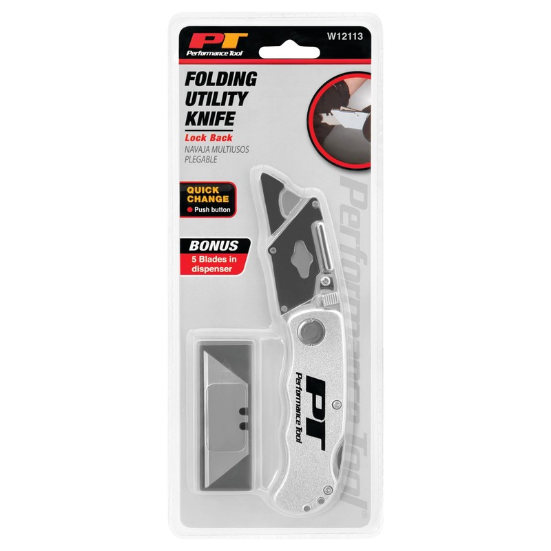 Performance Tool W12113 Folding Utility Knife - Heavy Duty Box