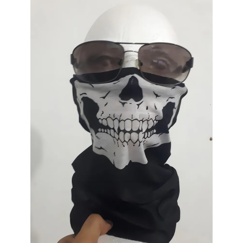 Bandana Balaclava Calavera Algodón Para Ciclismo y Moto Color Negro