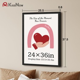 KissNow 24x36 Poster Frame 4 Pack, Textured Black Solid Wood Picture Frame, Wall Hanging